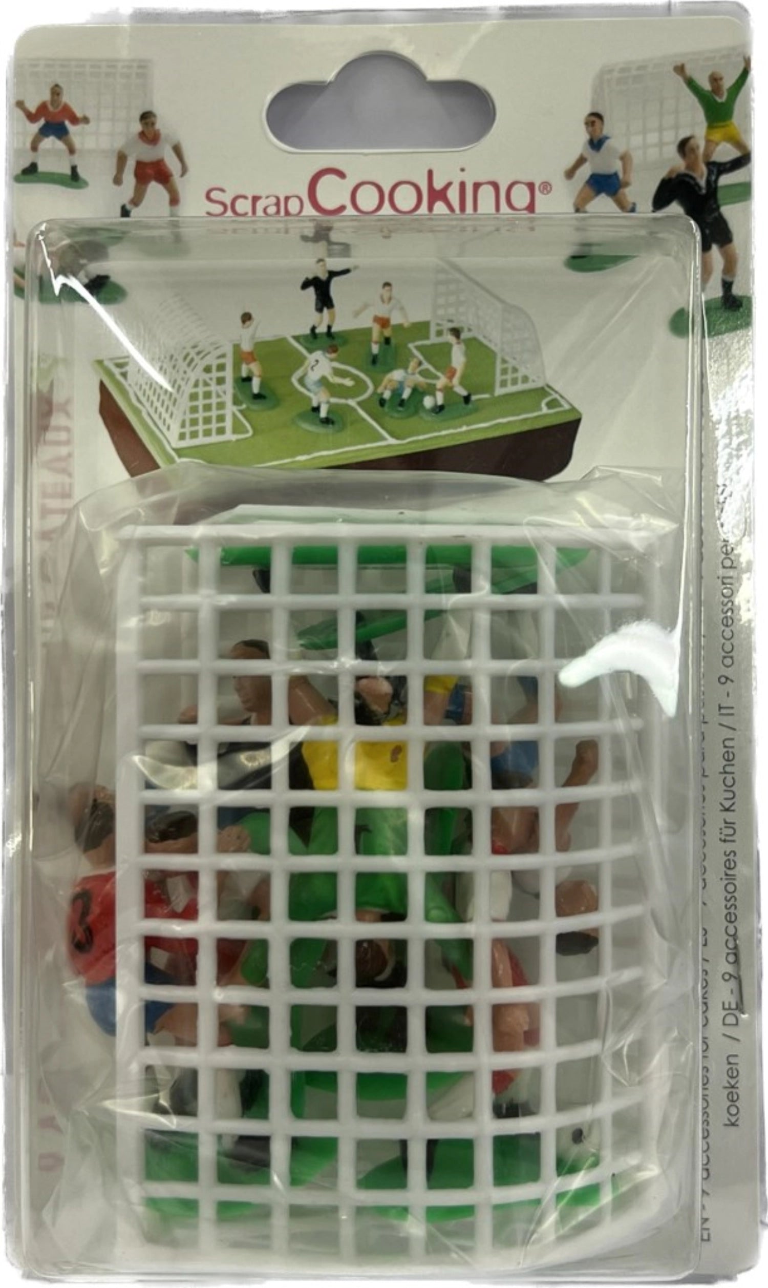Neun kreative Deko-Fußballfiguren von Scrap Cooking, die jede Küche aufpeppen und das Kochen für Fußballliebhaber zum Erlebnis machen.