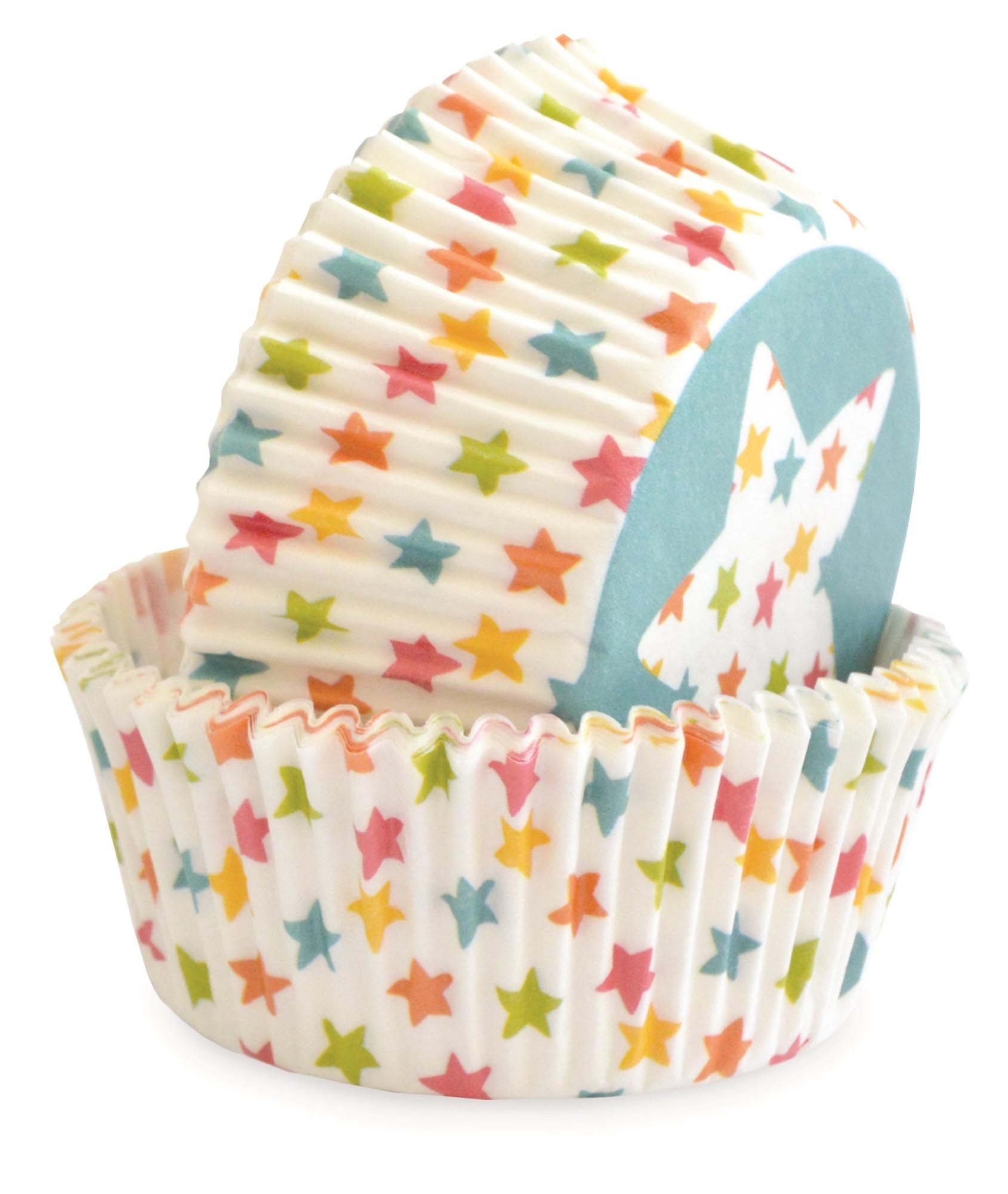 40 Papierförmchen in Sternform, 5 cm, ideal für Muffins & Cupcakes. Umweltfreundlich, hitzebeständig, perfekt für festliche Anlässe.