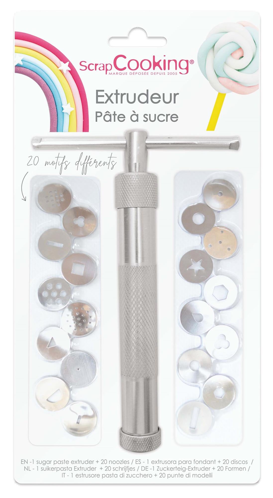 Fondant Extruder von Scrap Cooking, ideal für kreative Tortendekorationen, ermöglicht präzise Formen und Designs aus Fondant.