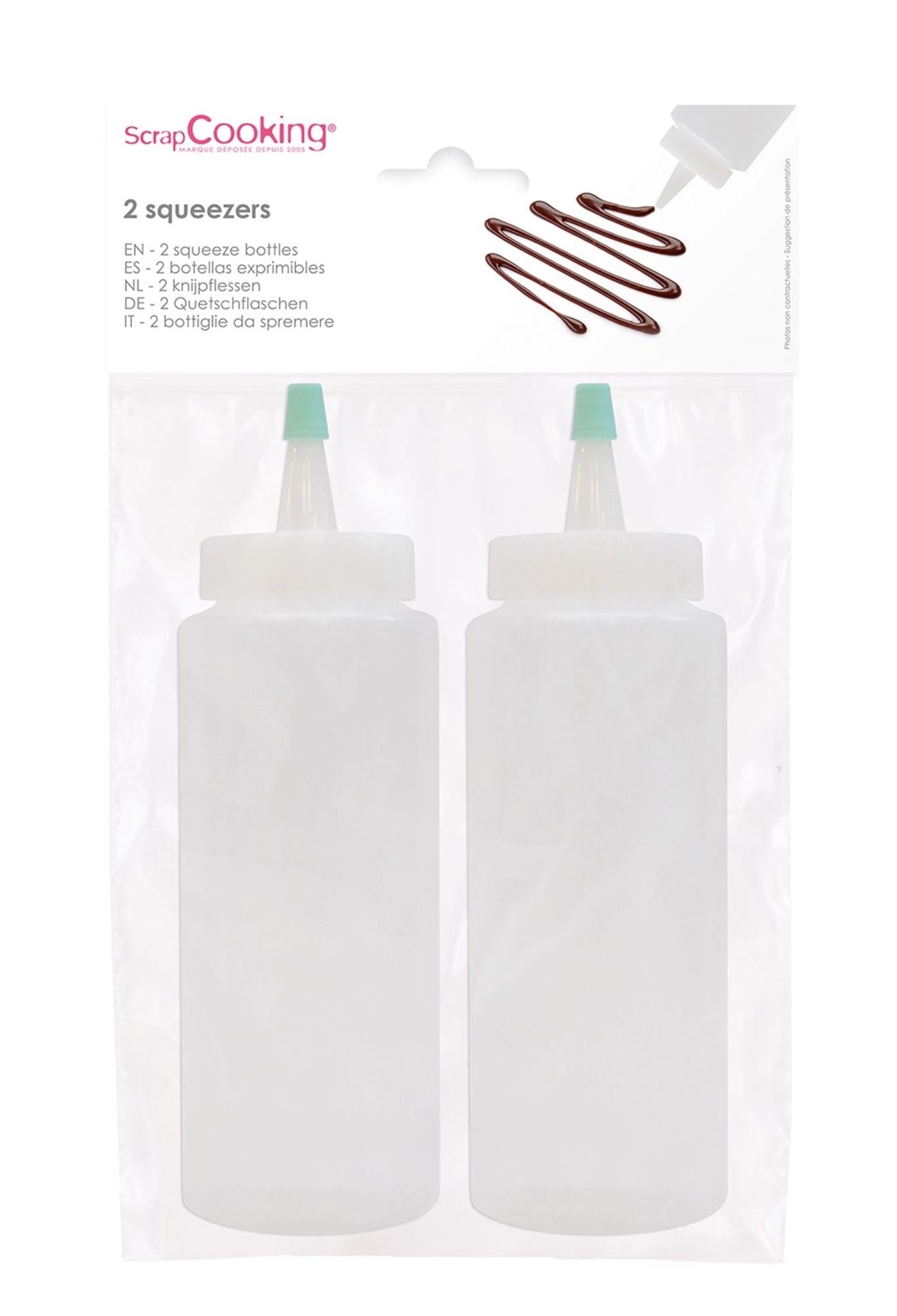 Praktische Squeezer-Flaschen für präzises Dekorieren von Scrap Cooking.