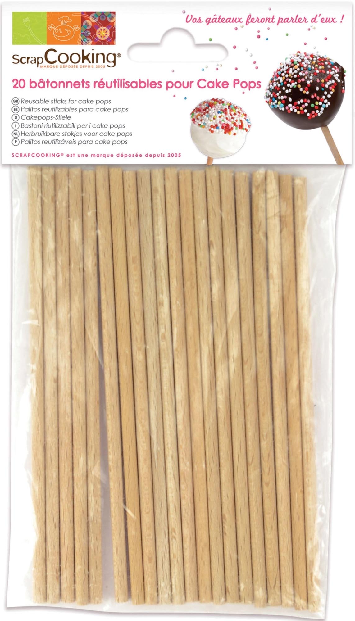 20 robuste, lebensmittelechte Sticks für kreative Pop Cakes. Ideal für Schoko- und Vanillevariationen. Perfekt für Feiern!