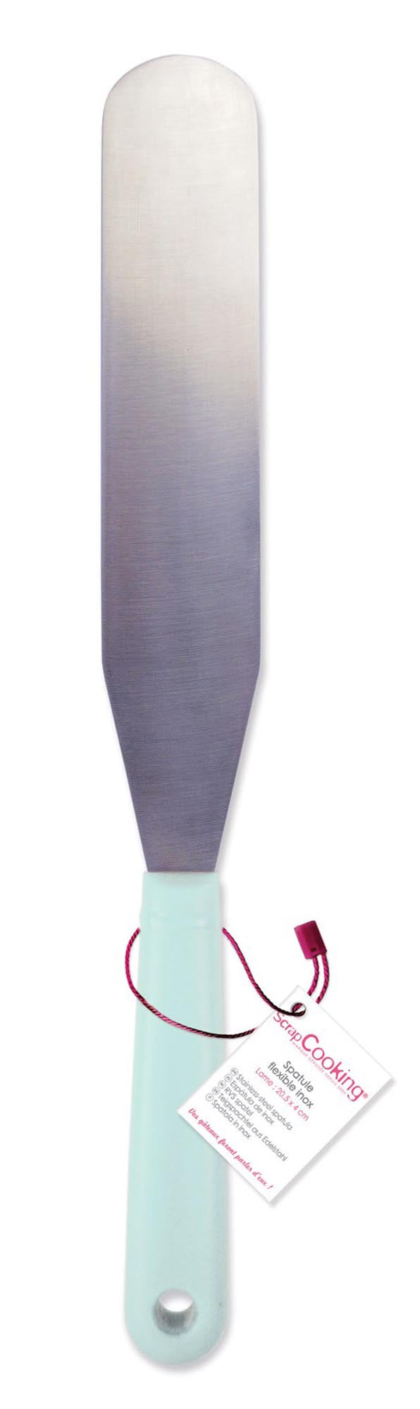 Flexibler Spachtel Inox von Scrap Cooking, ideal zum Backen und Kochen, ergonomisches Design für müheloses Wenden und Servieren.