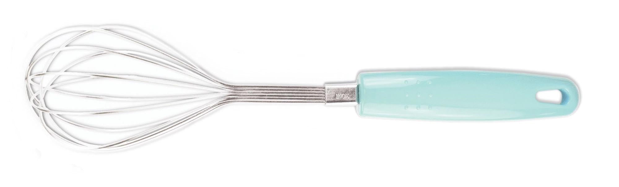 Eleganter Schwingbesen aus Edelstahl, ideal zum Schlagen von Eiern und Sahne. Robust, ergonomisch, spülmaschinenfest.