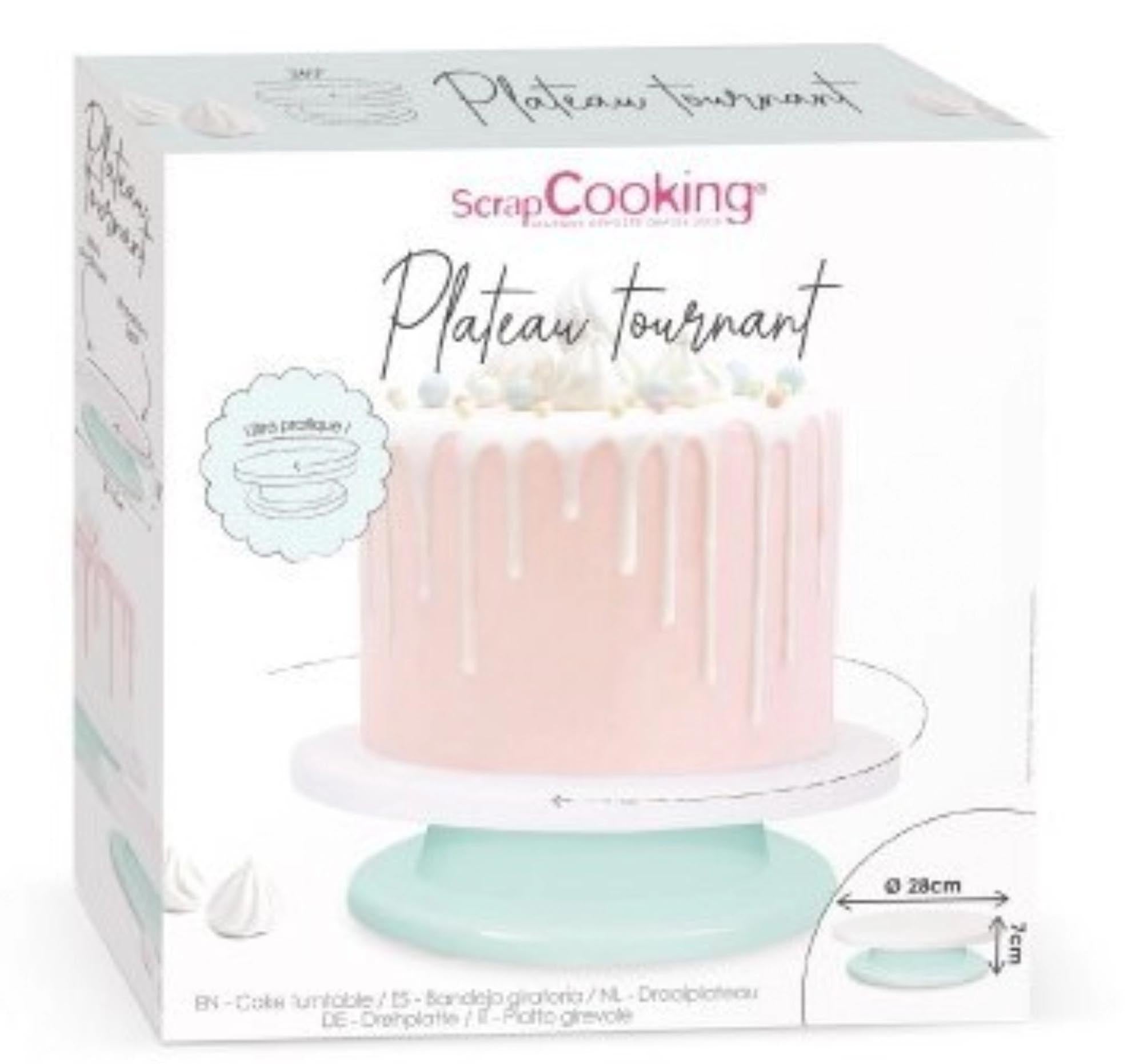 Drehbarer Kuchenständer von Scrap Cooking, Ø 28 cm, ideal für Torten und Kuchen. Hochwertig, leicht zu reinigen, perfekt für Backliebhaber!
