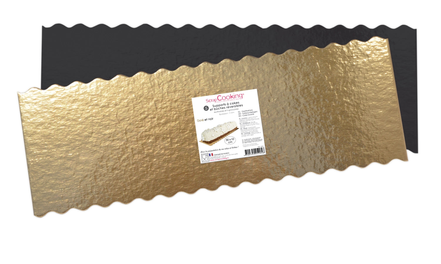 Set of 5 coasters for cake gold/black 30x10cm