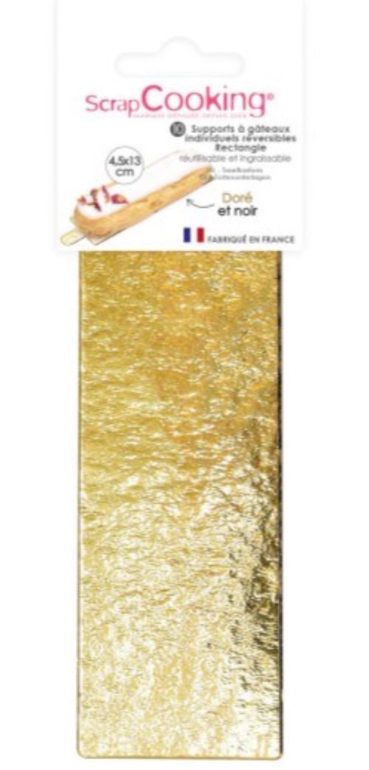 Elegantes 10er Set Tortenhalter in Gold und Schwarz, rechteckig (4,5 x 13 cm), perfekt für die stilvolle Dekoration von Torten und Desserts.