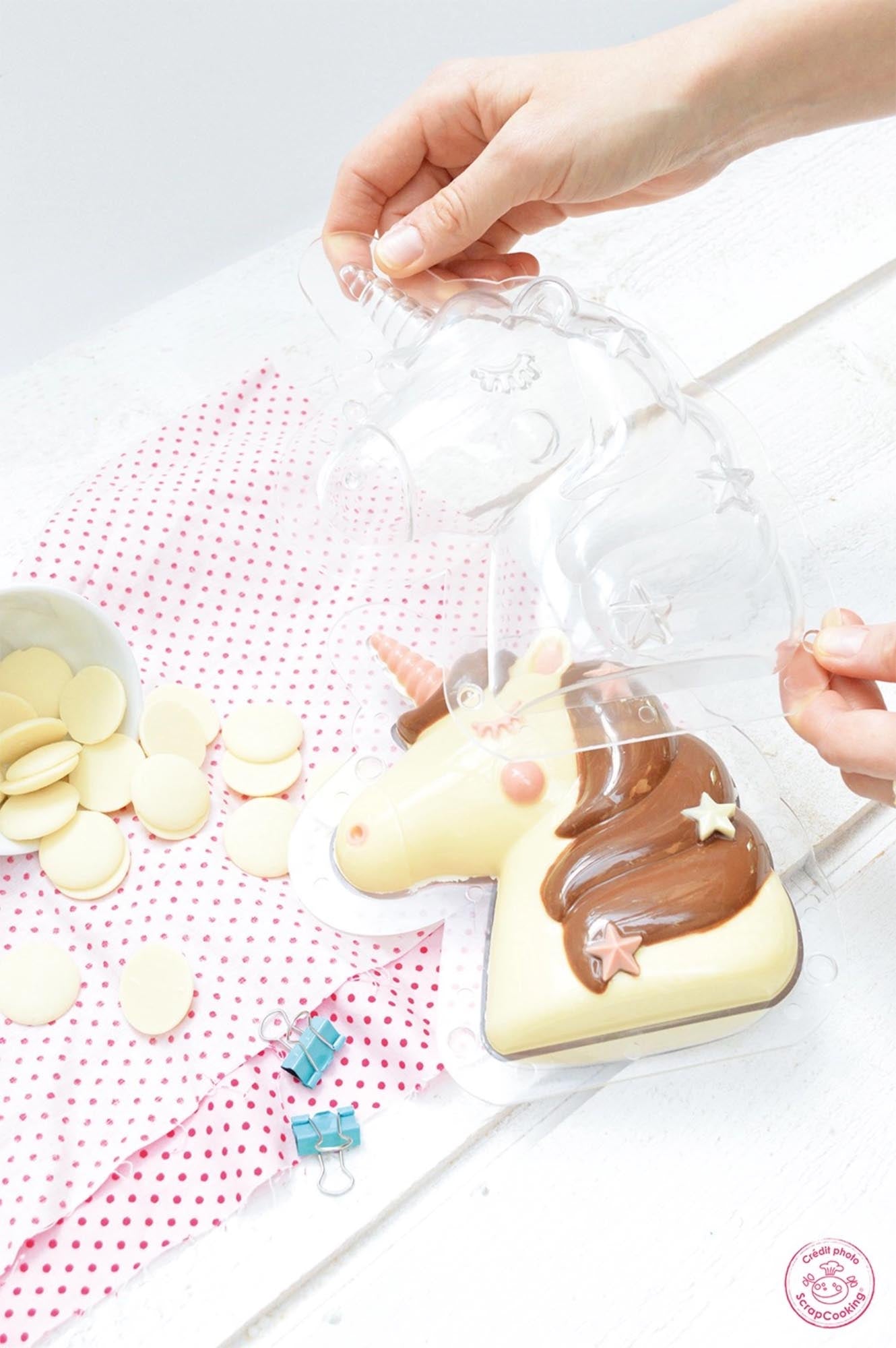 Kreiere magische Einhorn-Schokoladen mit Scrap Cooking's 3D Form.