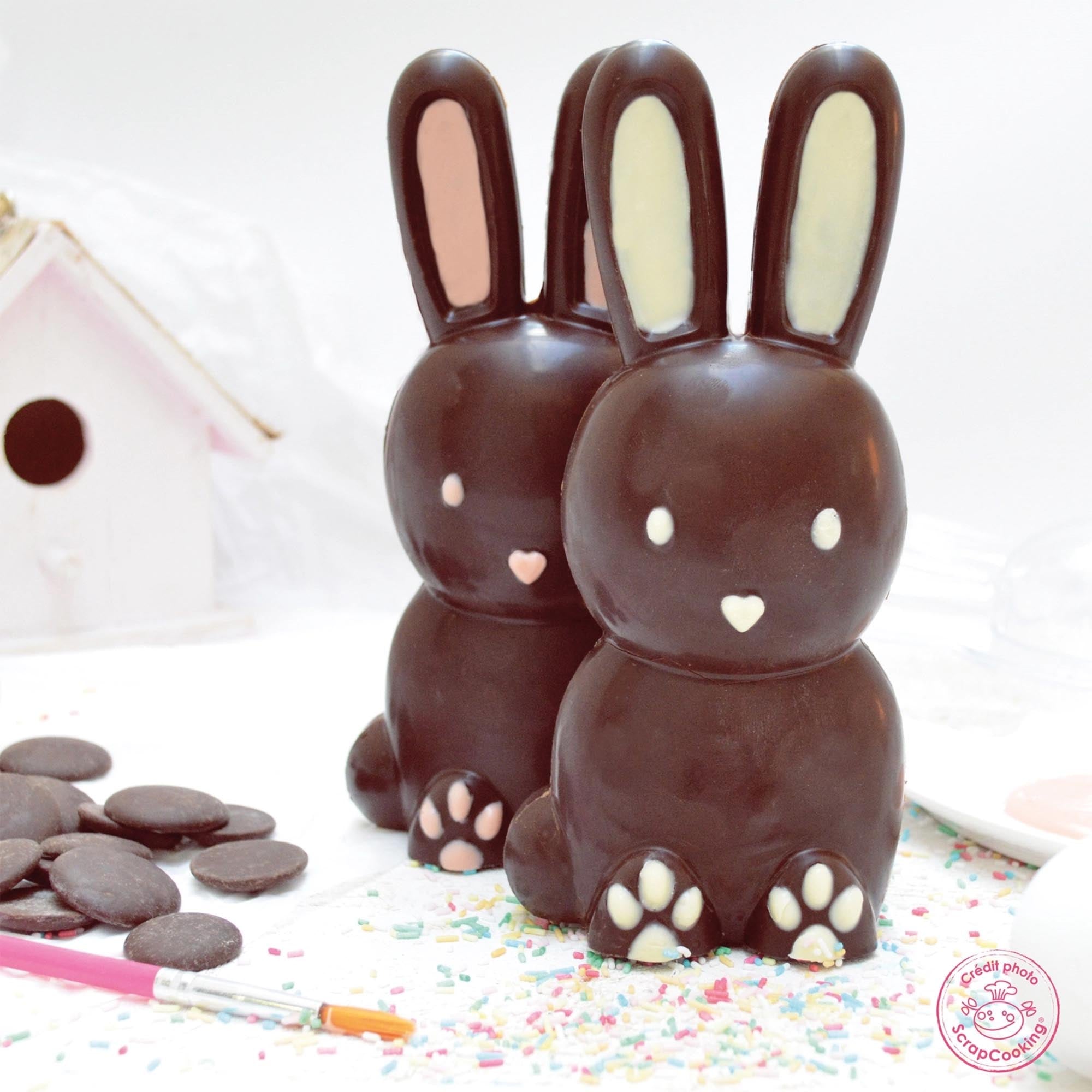 Gestalten Sie beeindruckende 3D-Schokoladenhasen mit der hochwertigen Form von Scrap Cooking – ideal für festliche Anlässe und kreative Backideen!