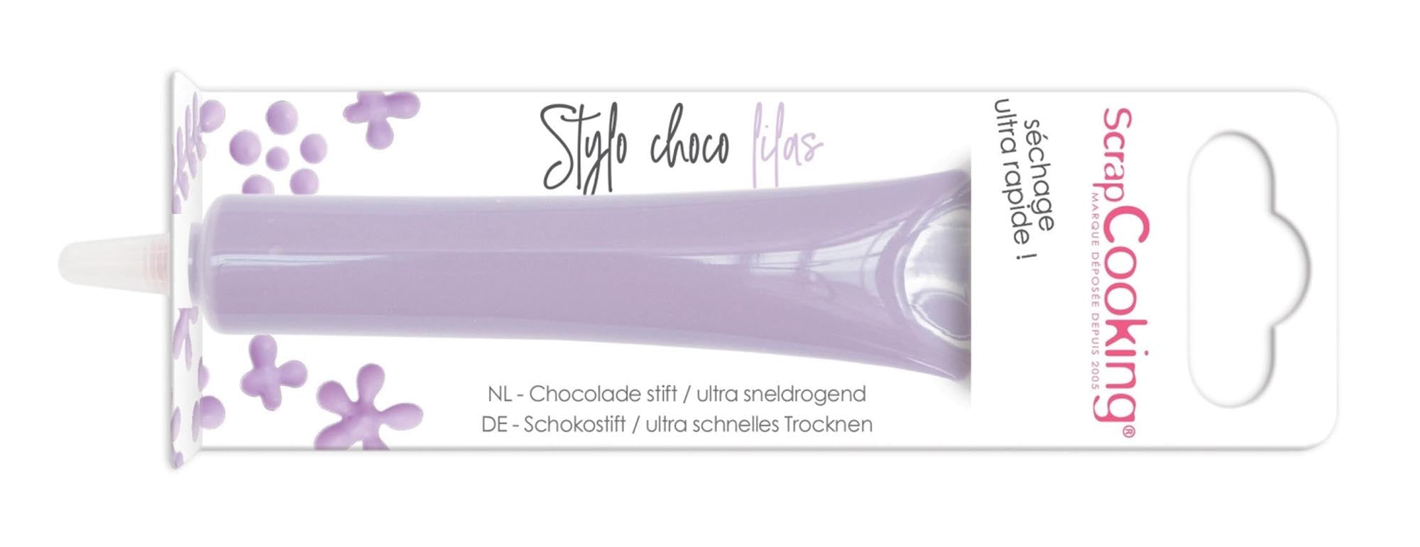 Entdecken Sie den lila Schokoladenstift von Scrap Cooking! Ideal zum Dekorieren von Desserts, mit intensivem Geschmack und präziser Anwendung.