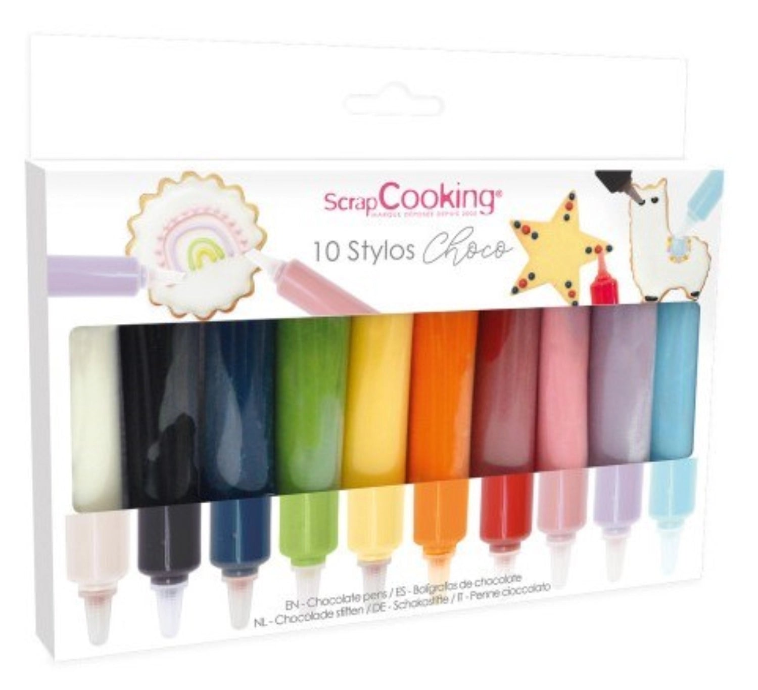 Buntes 10er Set Schokostifte von Scrap Cooking, ideal zum Verzieren von Kuchen, Plätzchen und anderen Leckereien für kreative Backideen.