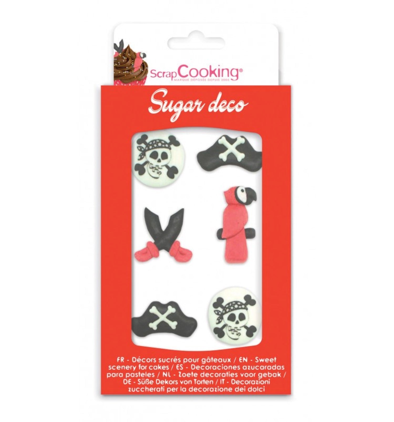 Sechs zuckersüße Piratenfiguren aus Zucker, perfekt für die Dekoration von Kuchen und Desserts für kleine Abenteurer.