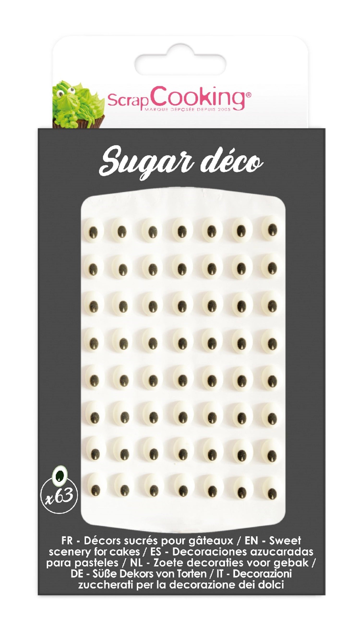 Bunte Zucker Deko Augen in verschiedenen Farben, ideal für kreative Backprojekte und zur Verschönerung von Desserts und Torten.