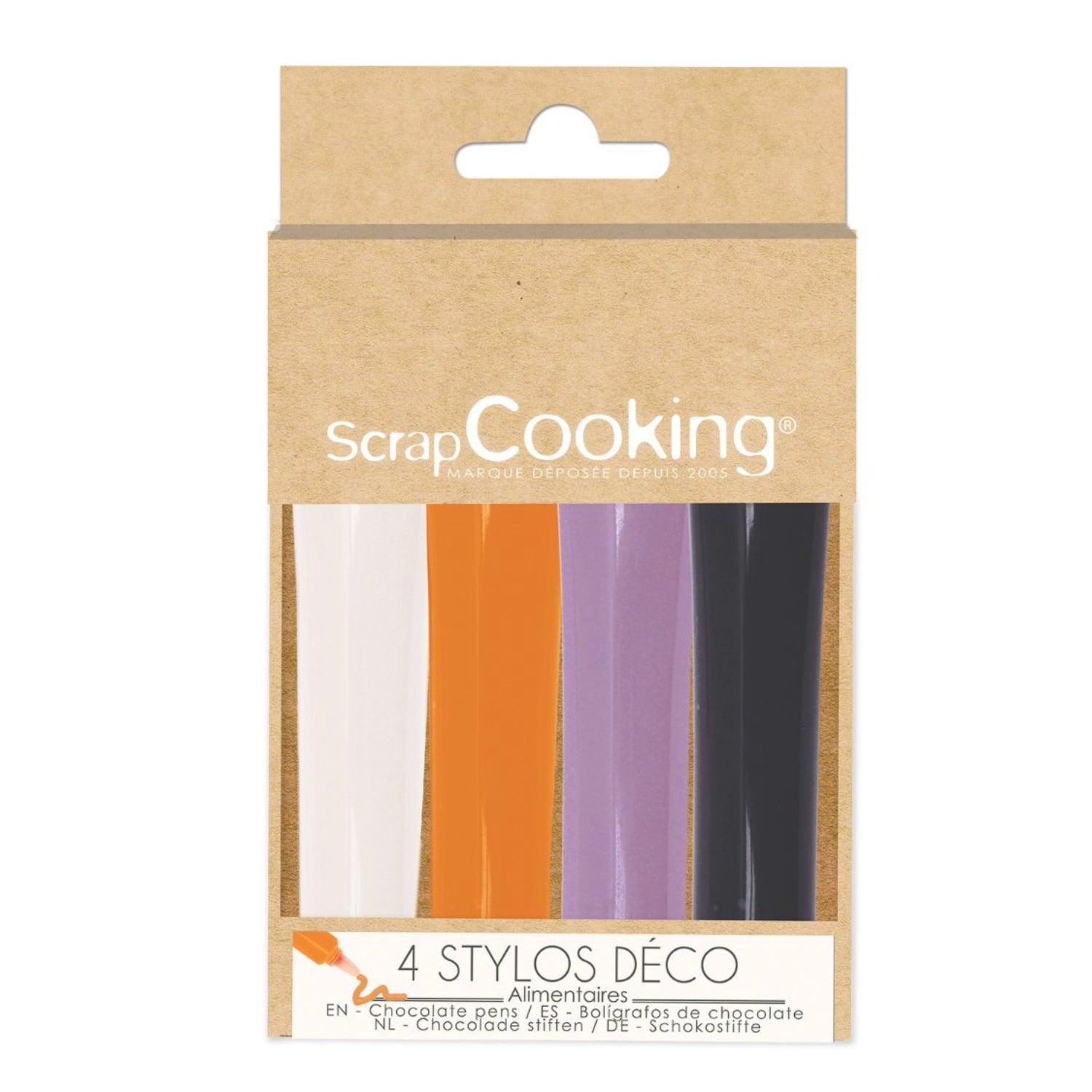 Bunte Schokostifte für Halloween von Scrap Cooking, ideal zum Dekorieren von Süßigkeiten und Backwaren, 4x25g für kreative Leckereien.
