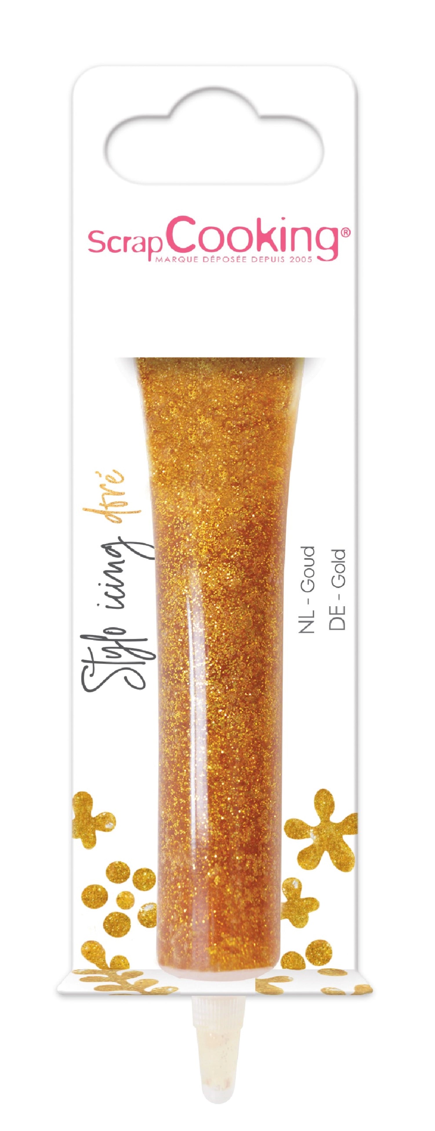 Goldener Icing Zuckergussstift von Scrap Cooking, 26g, ideal zum kreativen Dekorieren von Backwaren und süßen Leckereien.