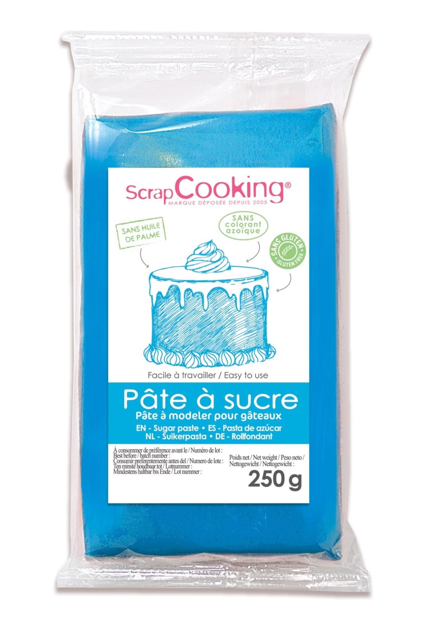 Zuckerpaste blau 250g von ScrapCooking: Ideal zum Dekorieren von Kuchen und Modellieren. Profiqualität, geschmeidig, mit Vanillegeschmack.