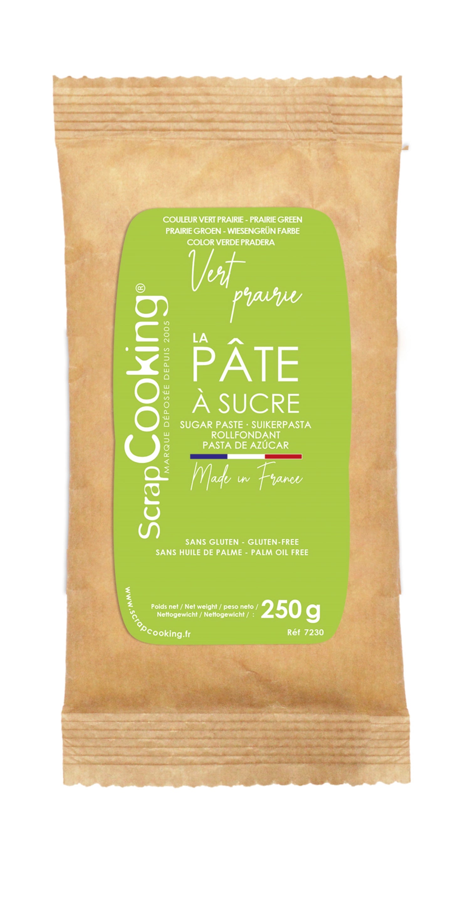 Pâte à sucre arôme vanille vert clair 250g