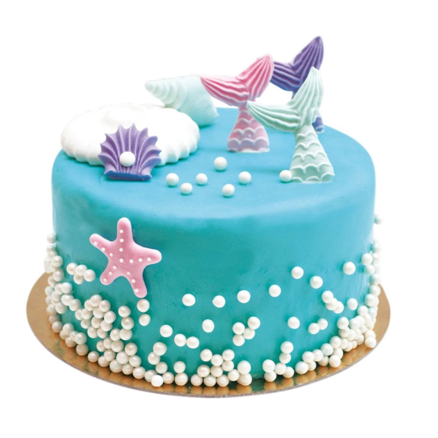 Fünf farbenfrohe Zuckerpasten in Fuchsia, Violett, Gelb, Grün und Blau, perfekt für fantasievolle Backprojekte und Tortengestaltung.