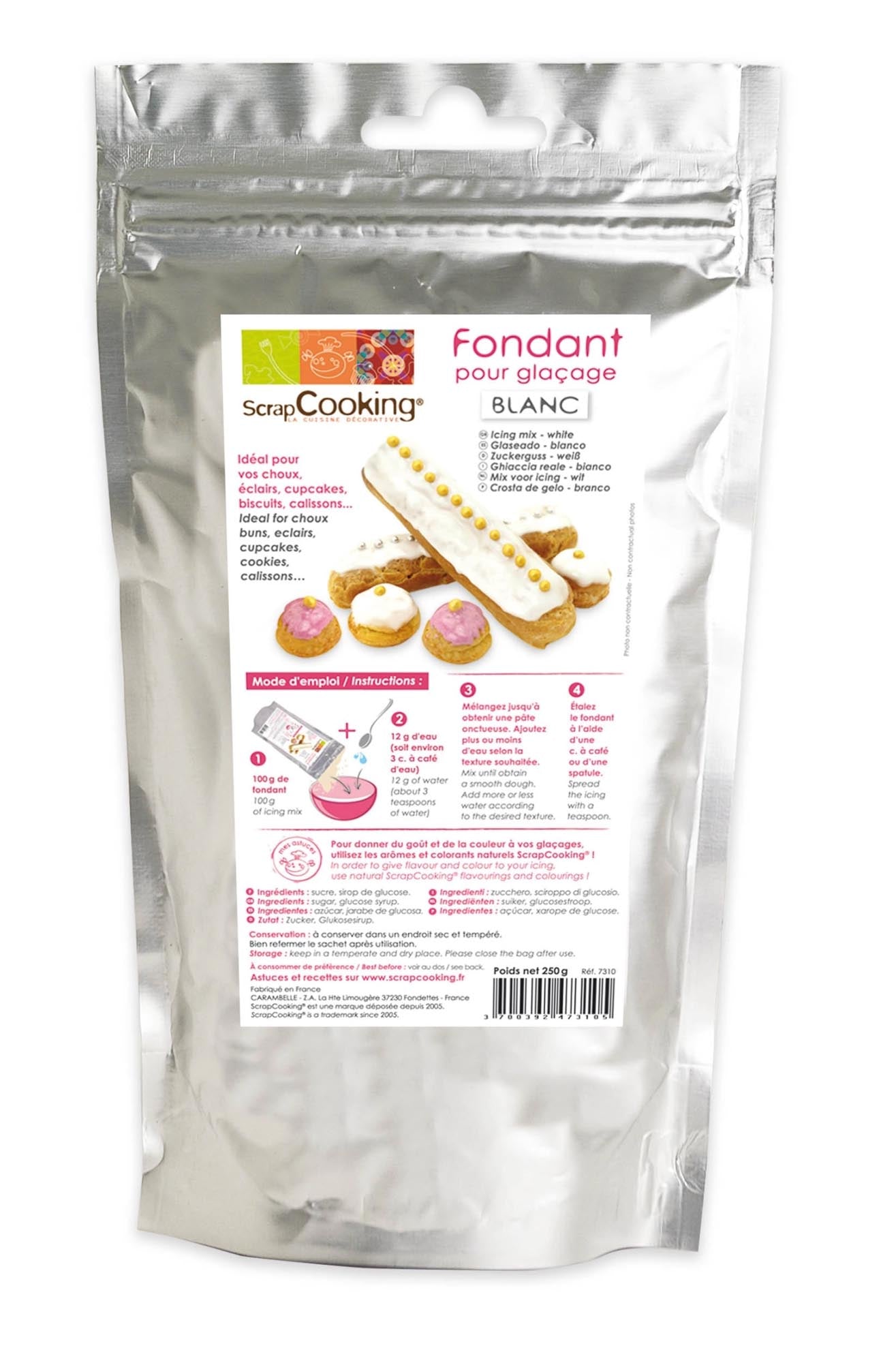 Fertigmischung Zuckerguss weiss 500g von Scrap Cooking: Cremig, strahlend weiss, einfach mit Wasser oder Zitronensaft zubereiten. Perfekt für Kuchen und Plätzchen.