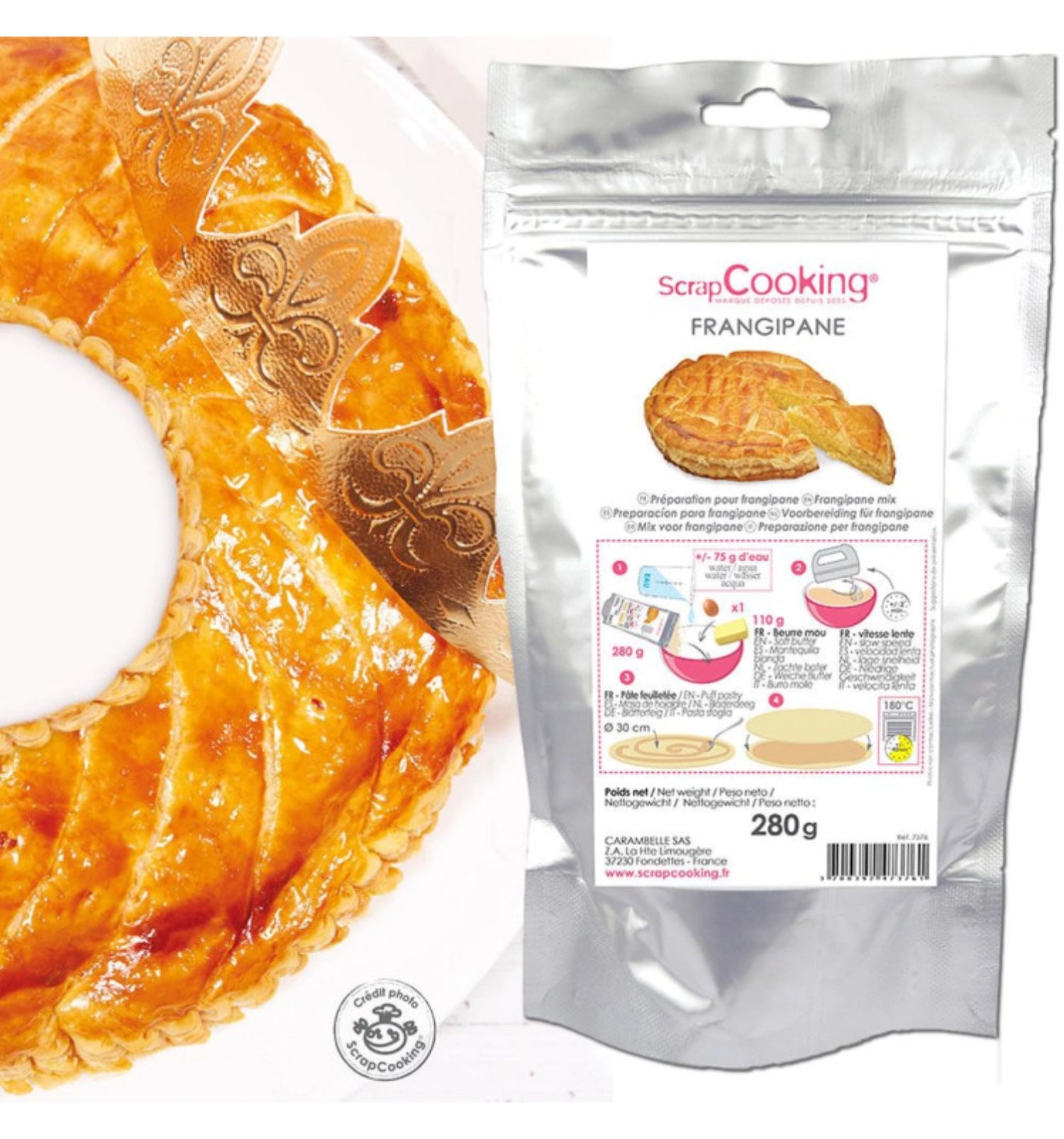 Fertigmischung für Mandelkuchen von Scrap Cooking, 280g, ideal für einfache und köstliche Backergebnisse, perfekt für jeden Anlass.