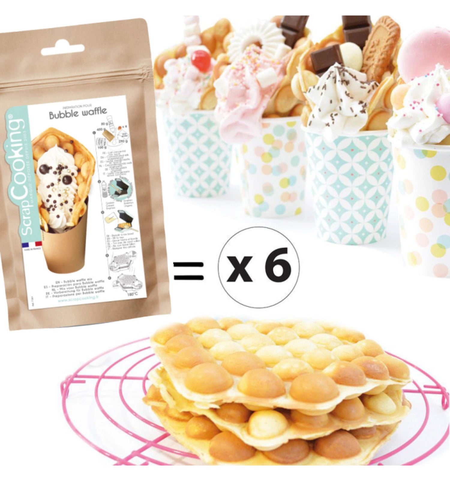 Genießen Sie die köstliche Bubble-Waffle Zubereitung 450g von Scrap Cooking – einfach, vielseitig und ideal für jeden Anlass!