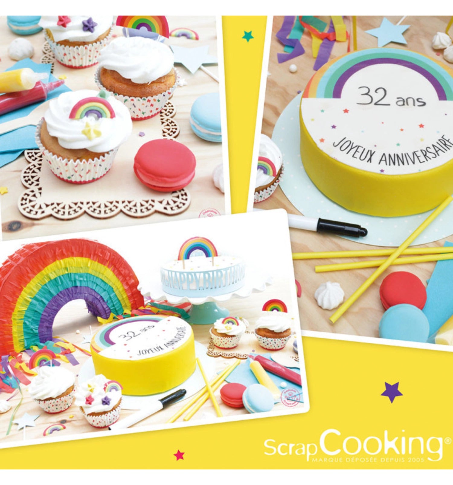 Bunte Sternen-Zuckerdekore von Scrap Cooking, perfekt zum Dekorieren von Kuchen und Süßspeisen für festliche Anlässe.