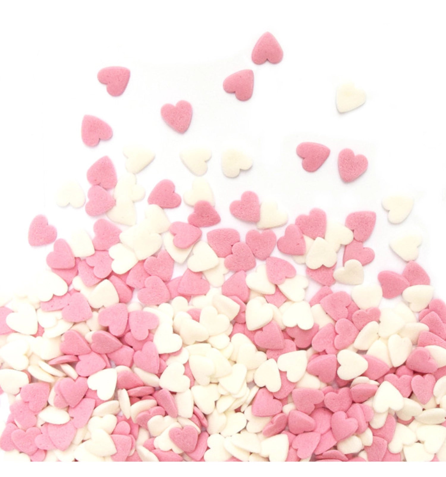 Zarte Deko Zucker Herzen in Weiß und Rosa, ideal für die kreative Gestaltung von Backwaren und Desserts, 50g Packung von Scrap Cooking.