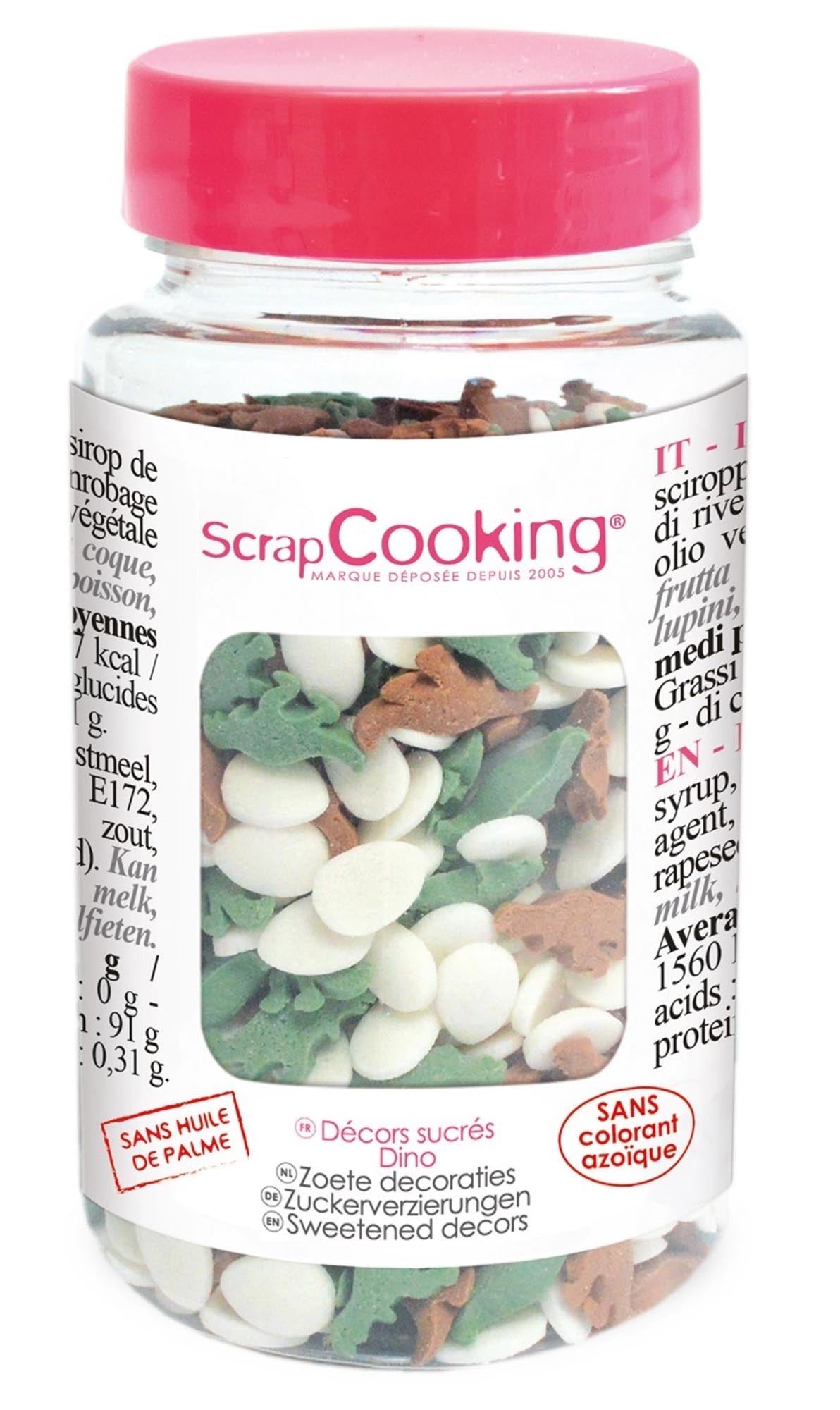 Bunte Dino-Zuckerstreusel für kreative Backideen! Perfekt für Kindergeburtstage und Themenpartys. 55g Packung von Scrap Cooking.