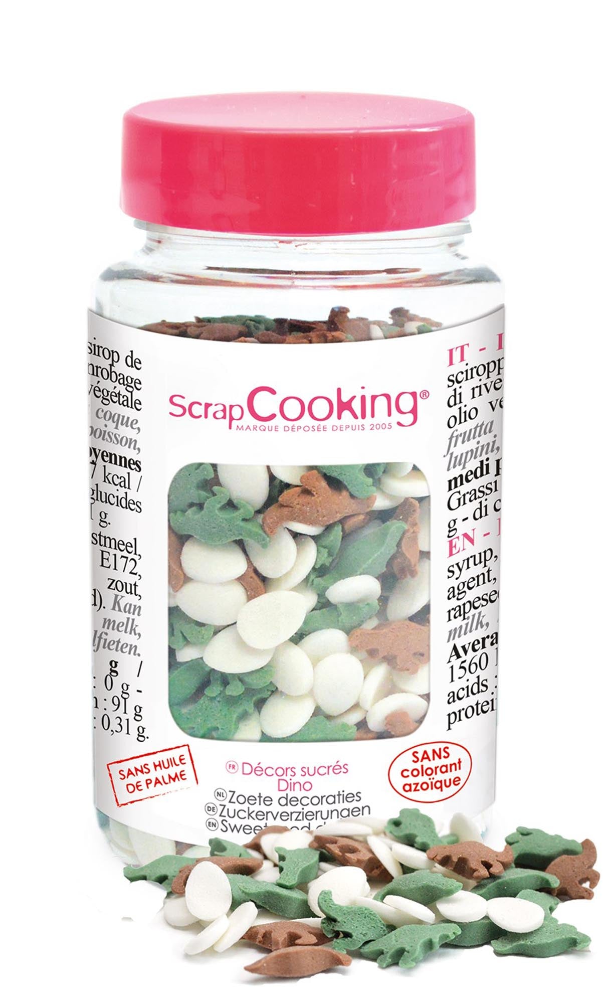 Süße Dino-Zuckerstreusel von Scrap Cooking für fantasievolle Dekorationen! Ideal für Muffins, Torten und Desserts. 55g für kreative Backprojekte.