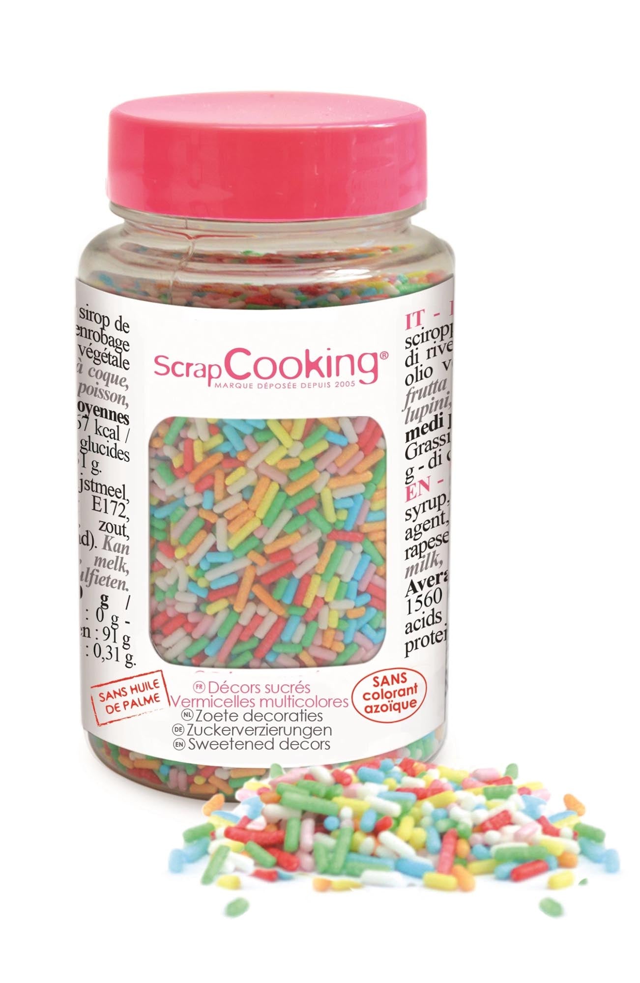 Bunte Zuckerstreusel für Desserts: Verleihen Sie Torten, Cupcakes und Gebäck eine süsse, knusprige Note mit Scrap Cooking Vermicelles.