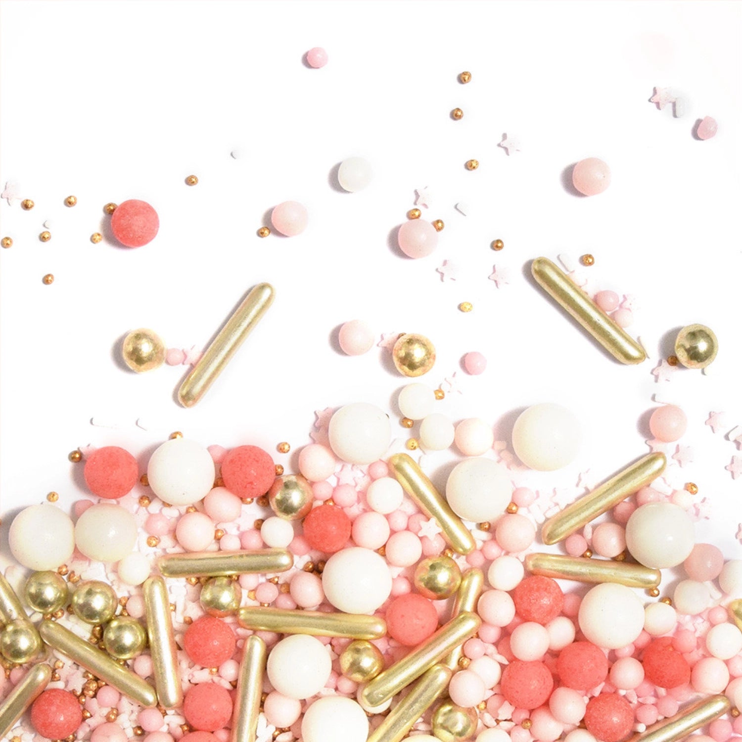 Roségoldener Deko Zucker Mix, 70g, perfekt zum Verzieren von Torten, Cupcakes und anderen süßen Leckereien für besondere Anlässe.