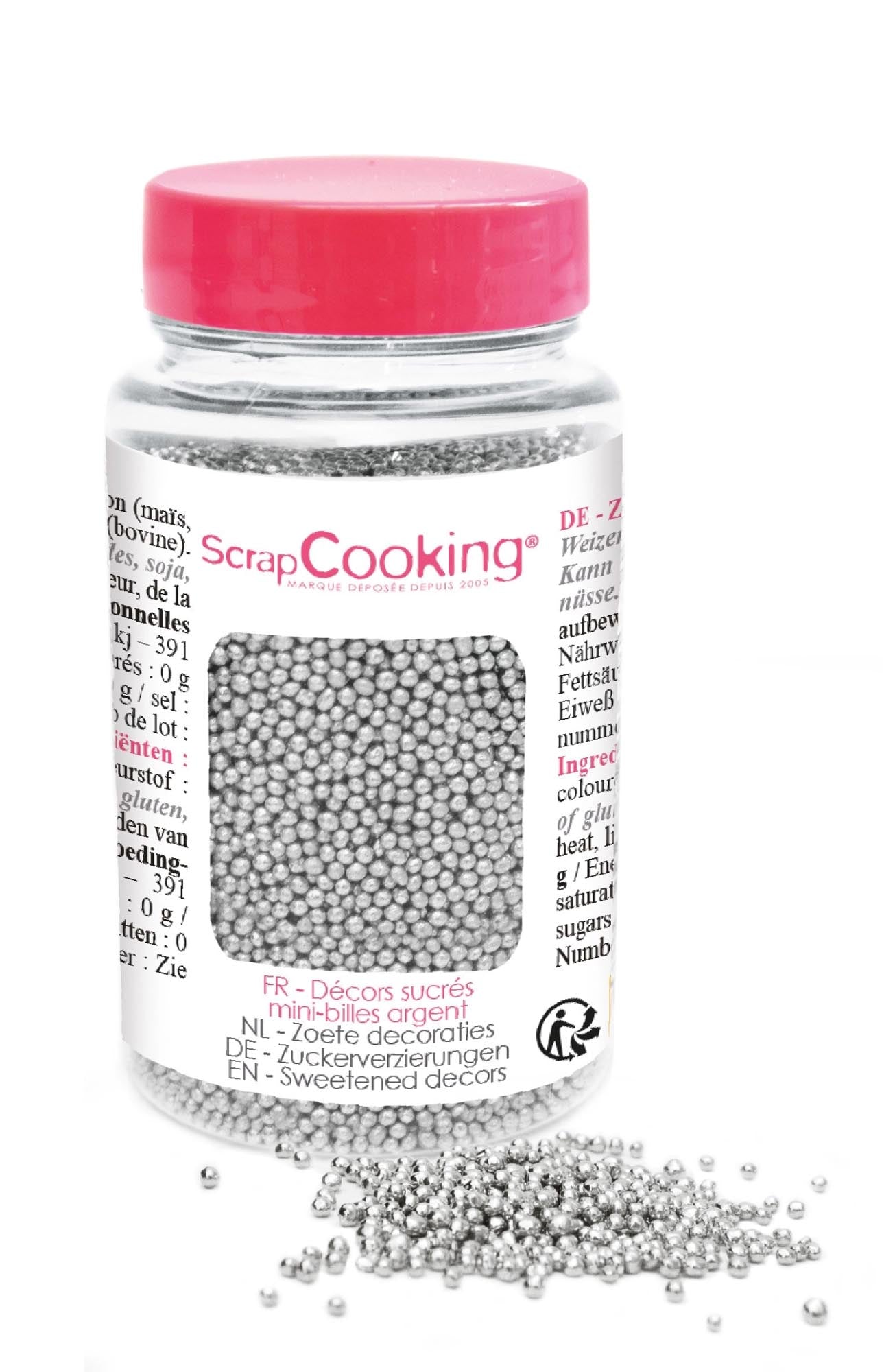 Funkelnde, essbare Silberperlen für elegante Tortendekorationen. Perfekt für festliche Anlässe und süsse, knusprige Akzente.