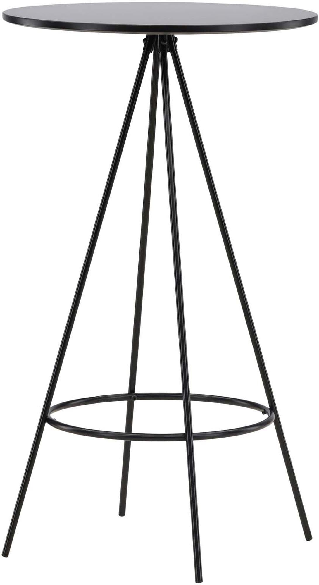 Stilvoller Bistro Bartisch von Venture Home: Schwarzes MDF, klappbare Stahlbeine, ideal für lila Küchen und Esszimmer.