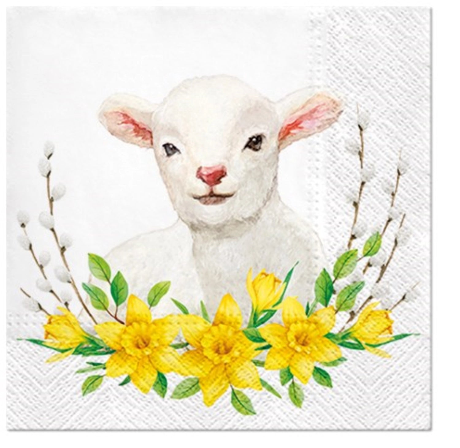 Servietten Lunch 20x Oster Lamm mit Kränzchen, 33x33 cm in Mehrfarbig präsentiert im Onlineshop von KAQTU Design AG. Servietten ist von PAW
