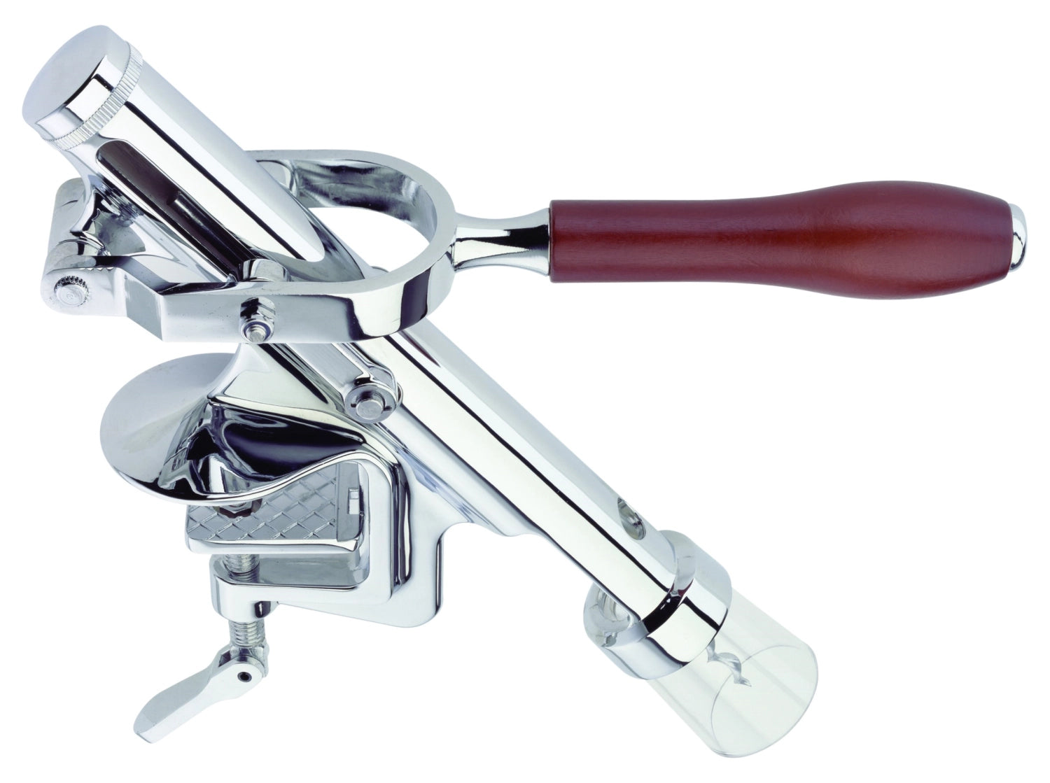 Entdecken Sie die Sieger-Profi Tischentkorkmaschine von Westmark. Kompakt, aus Edelstahl und Holz, ideal für Weinliebhaber und Gastronomie. Müheloses Entkorken für jeden Anlass!