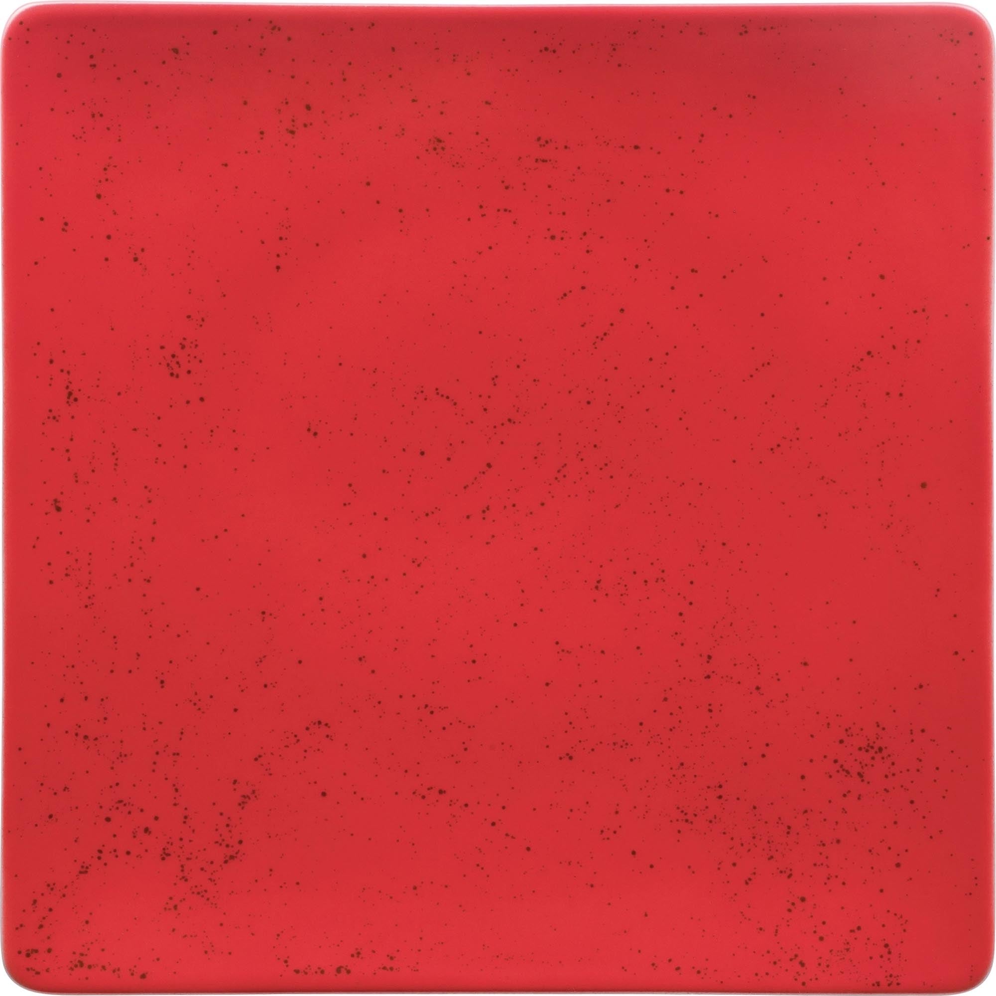Der Pottery Unique Red Teller: quadratisch, 20 cm, aus rotem Porzellan. Ideal für stilvolle Präsentationen, mikrowellen- und spülmaschinenfest.