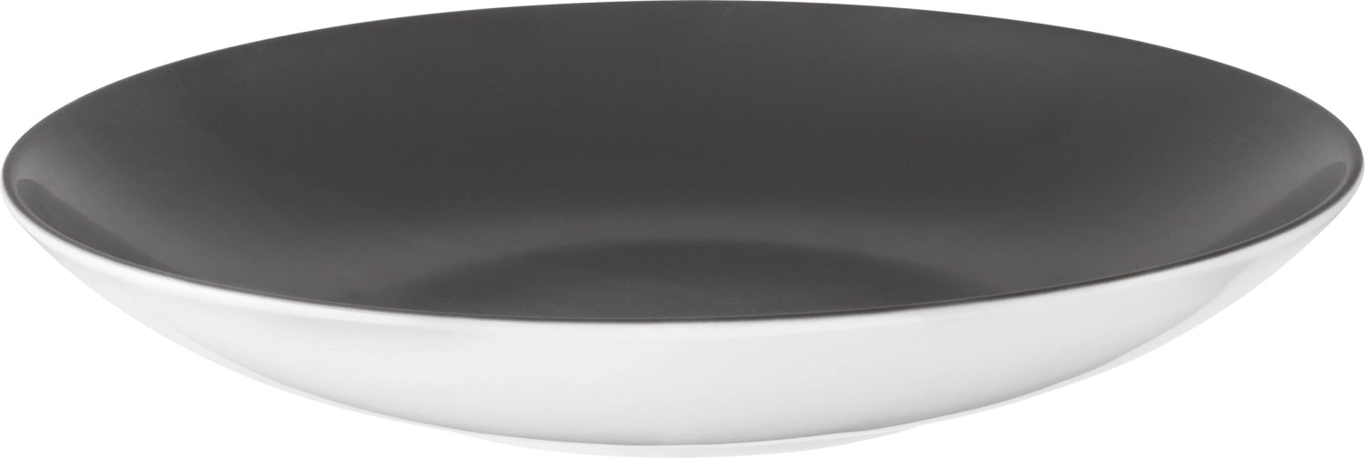 Eleganter, tief runder Coupe-Teller in frosted black von Schönwald, 21 cm Durchmesser, ideal für stilvolle Tischdekoration und Servieren.