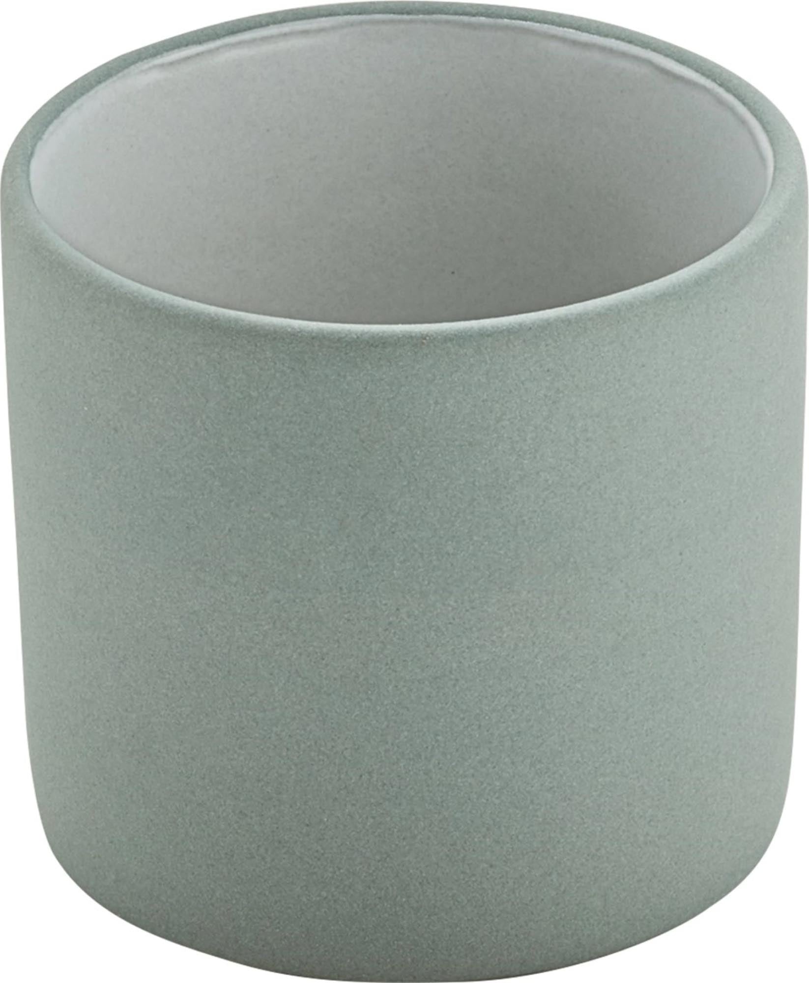 Elegante 2in1-Tasse von Schönwald, 0,2l, grau-weiss, robustes Steinzeug, ideal für Kaffee, Tee, Desserts. Zeitloses Design.