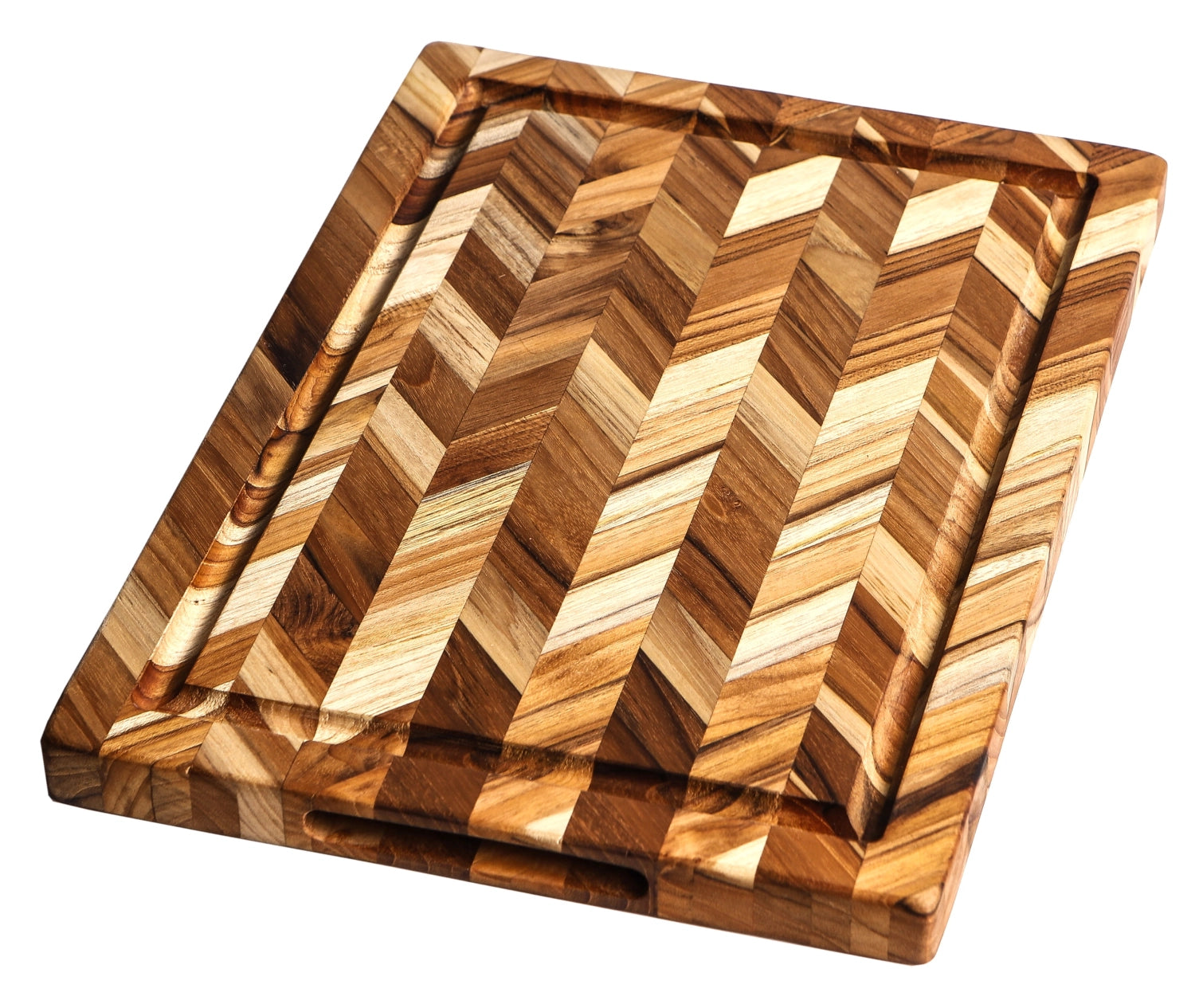 Teak cutting and serving board with juice trille, 36x26x2.5 cm