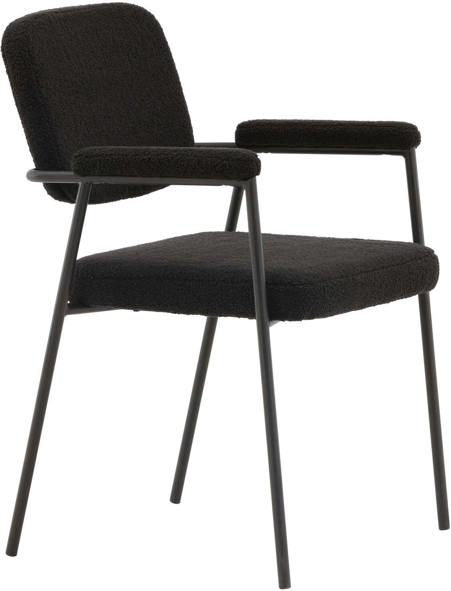 Eleganter Yesterday Stuhl von Venture Home: Skandinavisches Design, komfortabler Bouclé-Stoff und robuste Stahlbeine für Ihr Esszimmer.