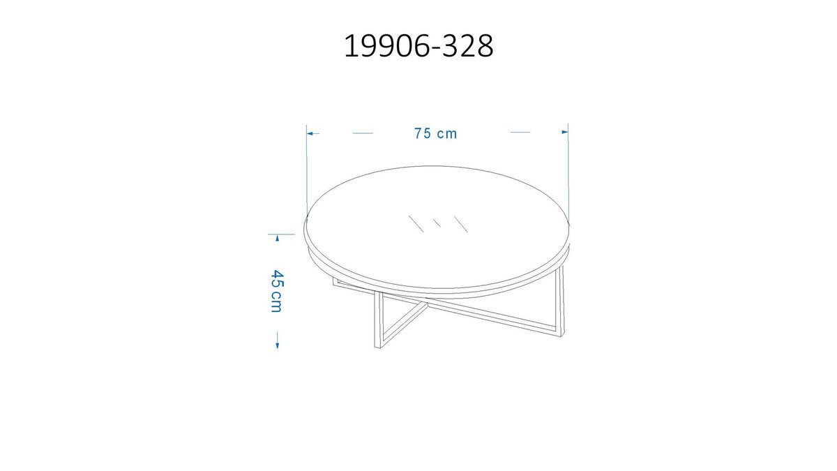 Runder Sofatisch Rock von Venture Home in Weiss, Tischplatte aus Glas mit Durchmesser 80 cm, Gestell aus schwarzem Stahl, freigestellt fotografiert.