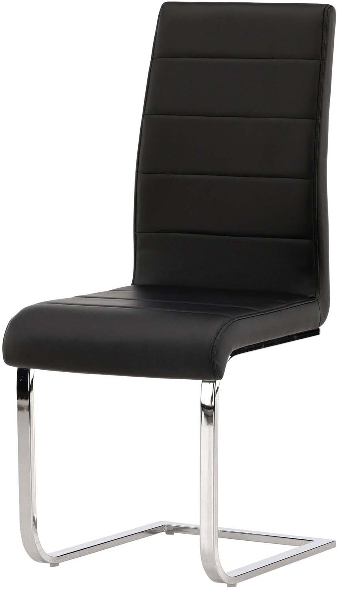 Der Tempo Stuhl von Venture Home: Modernes Design, schwarzes PU, verchromte Stahlbeine. Komfort und Stil für Ihren Essbereich.