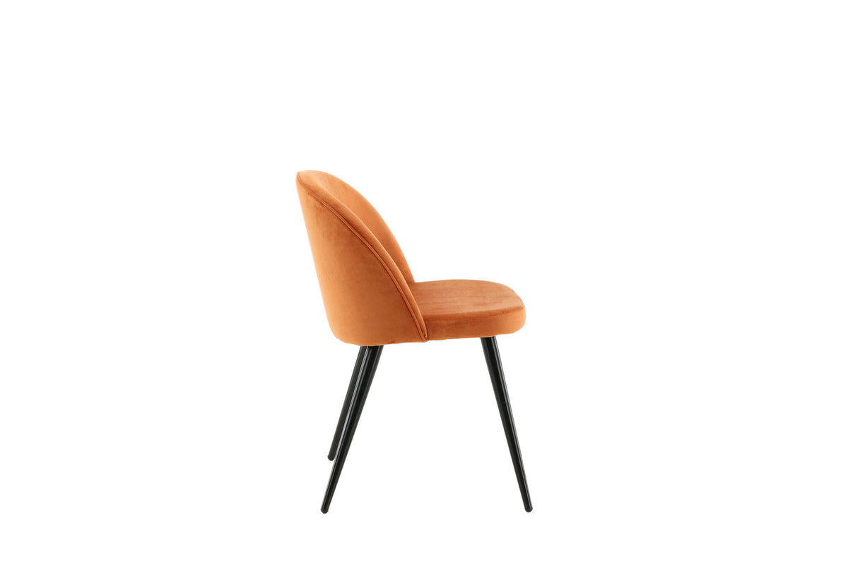 Velvet Matstol Stuhl in Rostiges Orange / Schwarz präsentiert im Onlineshop von KAQTU Design AG. Schalenstuhl ist von Venture Home