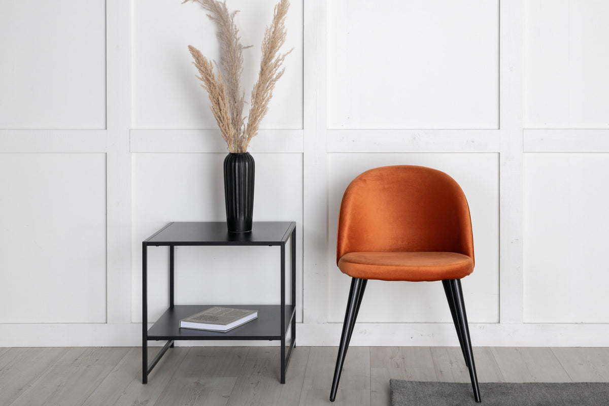 Velvet Matstol Stuhl in Rostiges Orange / Schwarz präsentiert im Onlineshop von KAQTU Design AG. Schalenstuhl ist von Venture Home