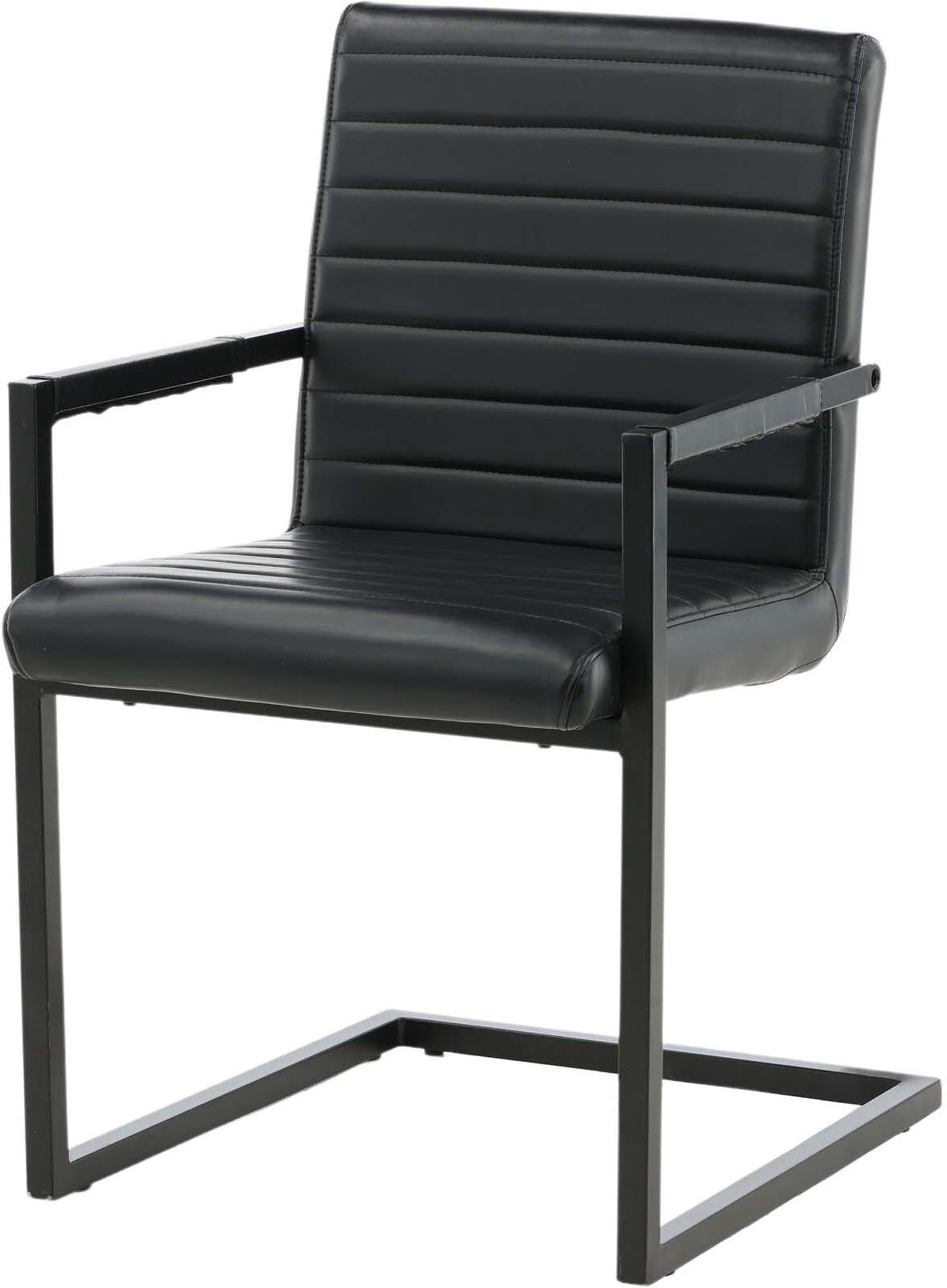 Venture Home Kunststuhl: Eleganter Stuhl mit Armlehnen aus braunem Kunstleder, ideal für Esszimmer und Küche. Stilvoll und pflegeleicht.