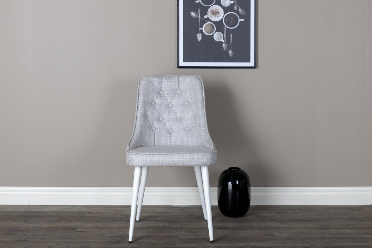Velvet Deluxe Stuhl in Hellgrau / Weiss präsentiert im Onlineshop von KAQTU Design AG. Stuhl ist von Venture Home
