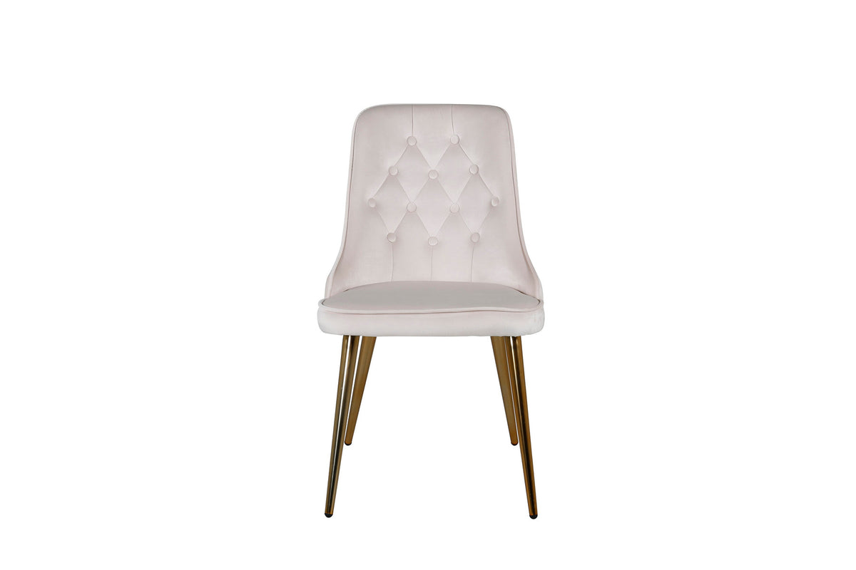 Velvet Deluxe Stuhl in Beige / Gold präsentiert im Onlineshop von KAQTU Design AG. Stuhl ist von Venture Home