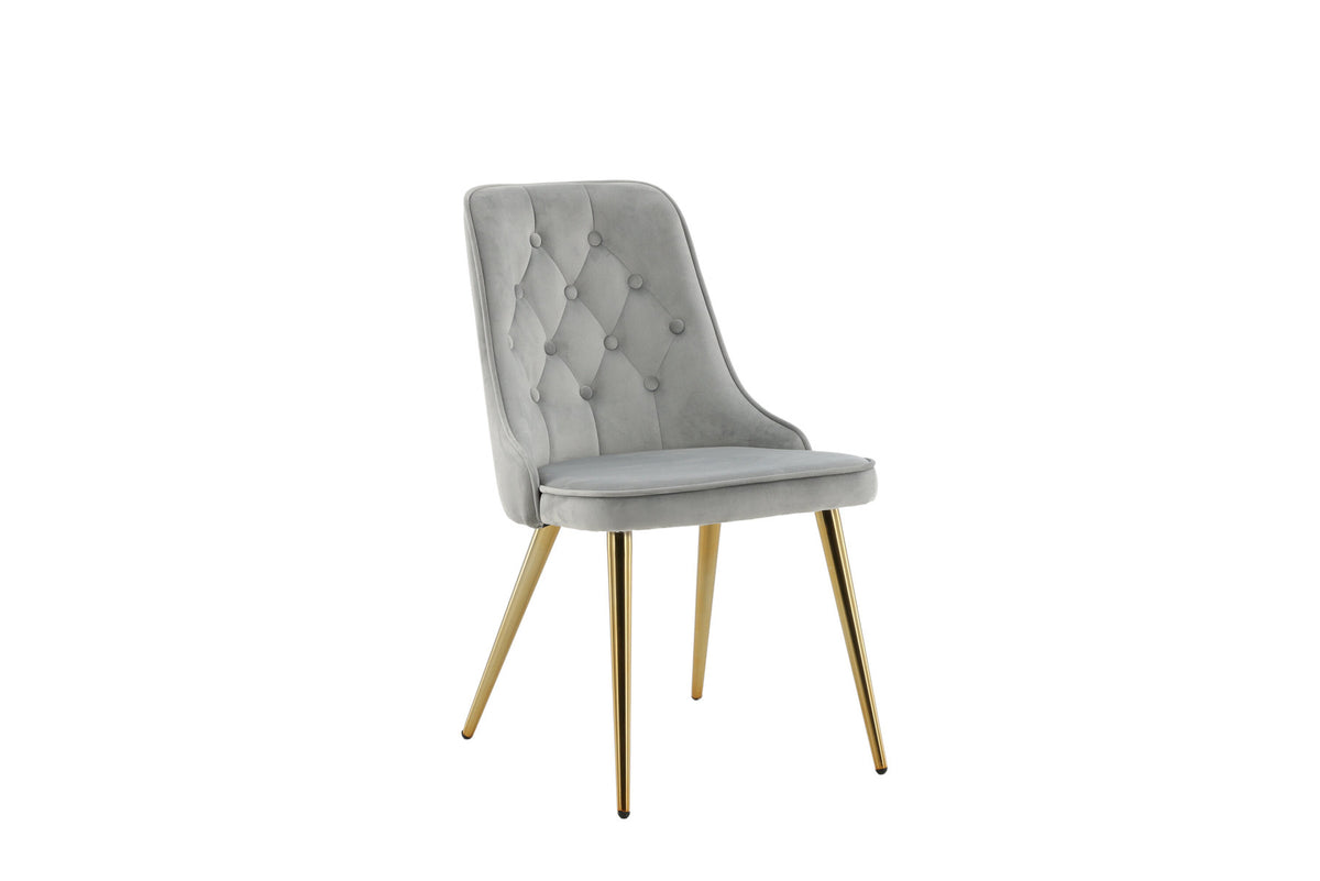 Velvet Deluxe Stuhl in Grau / Gold präsentiert im Onlineshop von KAQTU Design AG. Stuhl ist von Venture Home