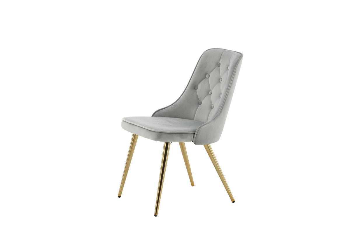 Velvet Deluxe Stuhl in Grau / Gold präsentiert im Onlineshop von KAQTU Design AG. Stuhl ist von Venture Home