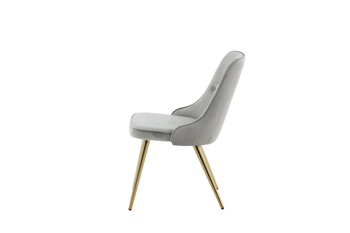 Velvet Deluxe Stuhl in Grau / Gold präsentiert im Onlineshop von KAQTU Design AG. Stuhl ist von Venture Home
