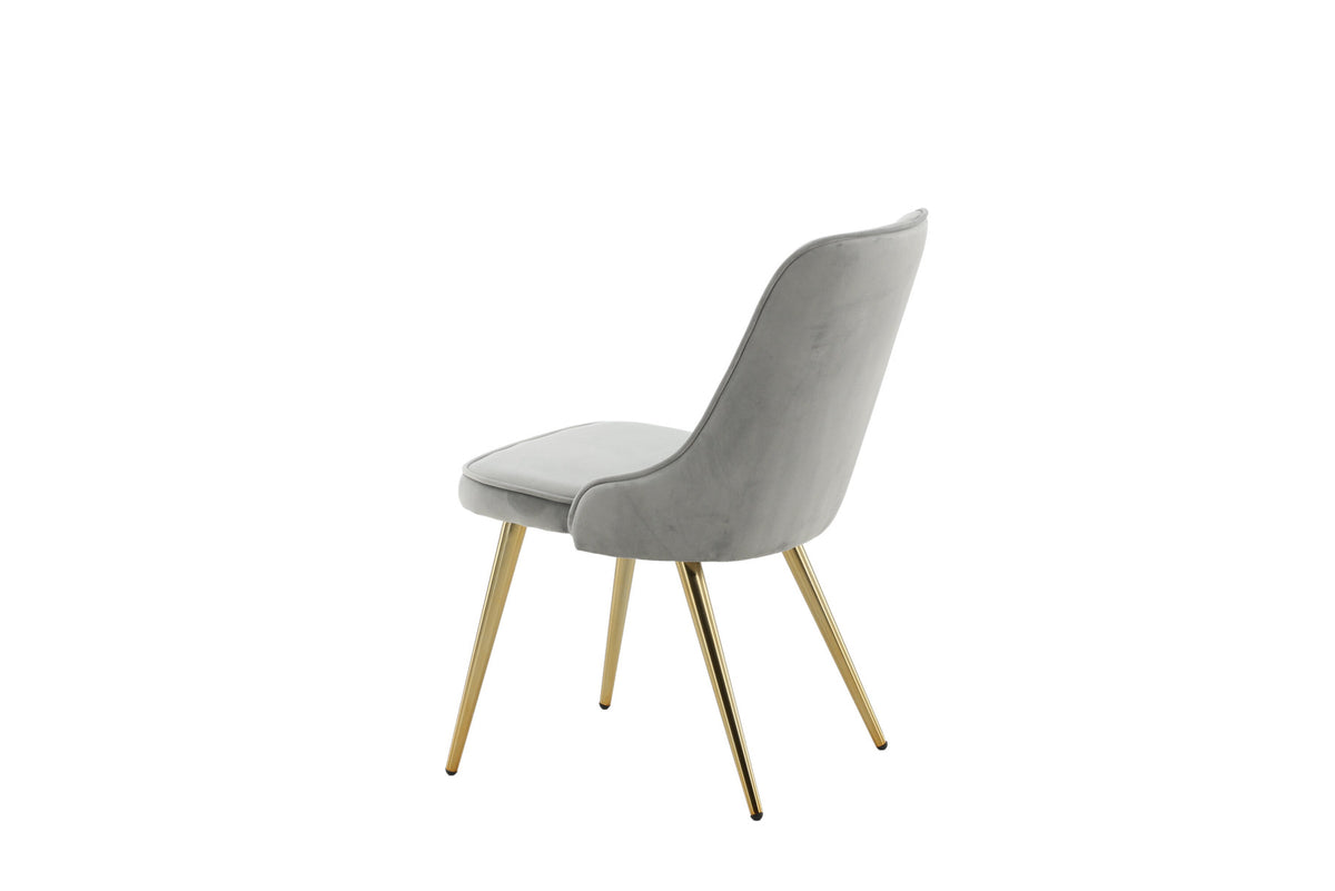 Velvet Deluxe Stuhl in Grau / Gold präsentiert im Onlineshop von KAQTU Design AG. Stuhl ist von Venture Home